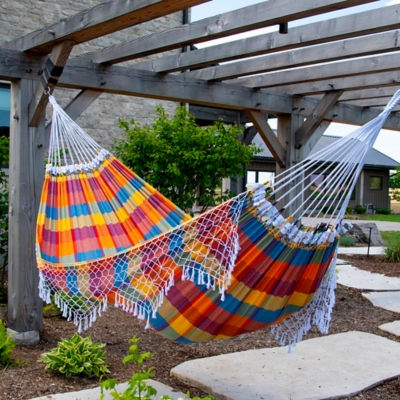 Outdoor Brazilian Double Tropical Hammock, Yellow