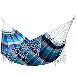 Outdoor Outdoor Authentic Brazilian Double Tropical Hammock Marina, Blue, large
