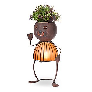 Gerson International 20.87" Outdoor Solar Lighted Garden Meadow Rabbit Pot Head, , large