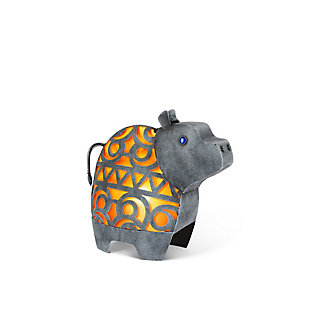 Gerson International 13.78" Outdoor Medium Solar Metal Hippo, , large