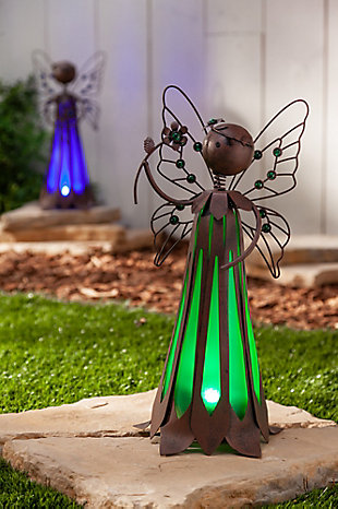 Gerson International 15.75" Outdoor Solar Lighted Garden Meadow Garden Fairy (set Of 2), , rollover