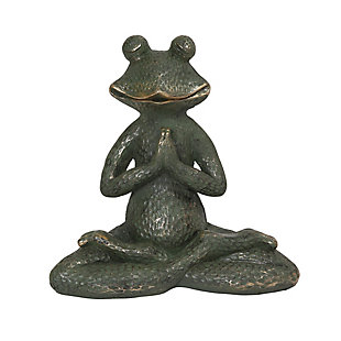 Gerson International 14.5" Outdoor Verdigris And Gold Magnesium Yoga Frog Figurine, , large
