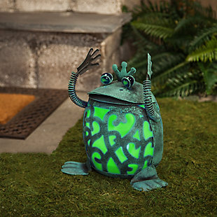 Gerson International 11.7" Outdoor Solar Lighted Garden Meadow Roly Poly Frog (set Of 2), , rollover