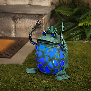 Gerson International 11.7" Outdoor Solar Lighted Garden Meadow Roly Poly Frog (set Of 2), , large