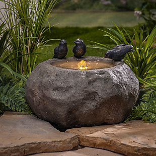 Gerson International 16.5" Outdoor Electric Polyresin Stone Water Fountain with 3 Bird Accents, , rollover