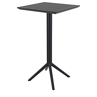 Siesta 24" Outdoor Sky Square Folding Bar Table, Black, large