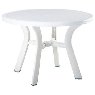 Siesta 42" Outdoor Truva Resin Round Dining Table, White, large