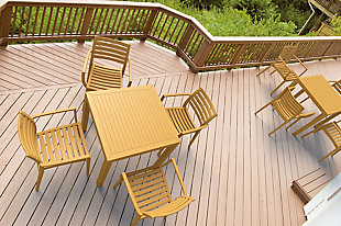 Siesta Outdoor Ares Resin Square Dining Table, Brown, rollover