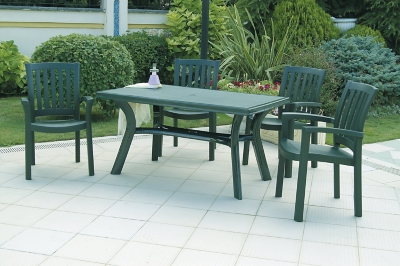 Siesta 55" Outdoor Sunrise Resin Rectangle Table, Green, large