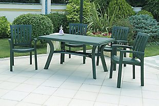 Siesta 55" Outdoor Sunrise Resin Rectangle Table, Green, rollover