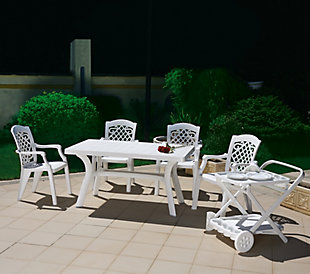Siesta 55" Outdoor Sunrise Resin Rectangle Table, White, rollover
