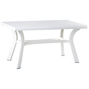 Siesta 55" Outdoor Sunrise Resin Rectangle Table, White, large