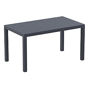 Siesta Outdoor Ares Resin Rectangle Dining Table, Dark Gray, large