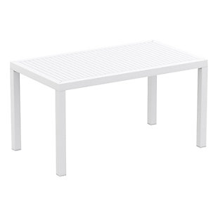 Siesta Outdoor Ares Resin Rectangle Dining Table, White, large