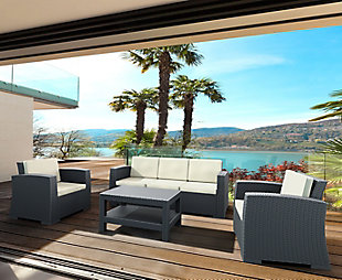 Siesta Outdoor Monaco Rectangle Patio Coffee Table, Dark Gray, rollover