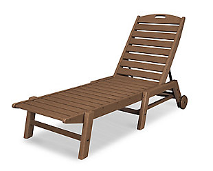 Nautical Chaise with Wheels, Teak, rollover