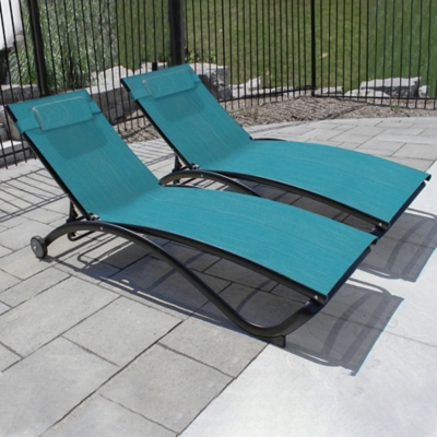 Glendale Outdoor Chaise Lounge (set of 2), Blue Hawaii