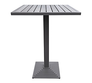 Marina Outdoor Gray Bar Table in Gray Powder Coated Finish and Gray Wood Top, , large