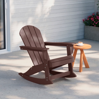 Venice Outdoor Adirondack Rocking Chair, Dark Brown