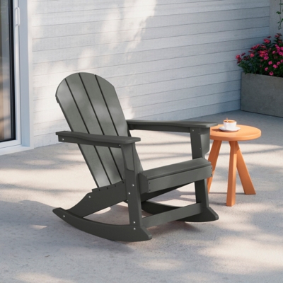 Venice Outdoor Adirondack Rocking Chair, Gray