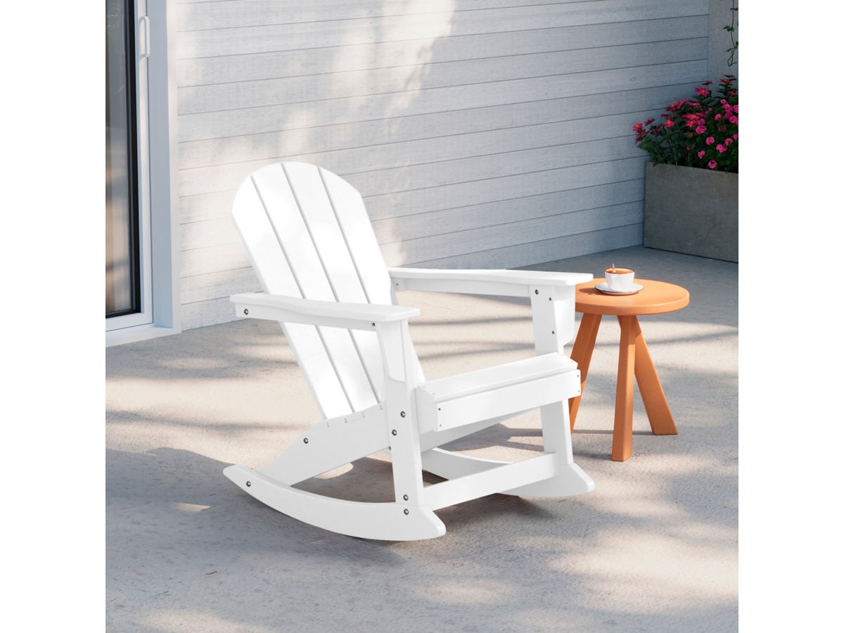 Laguna Outdoor Rocking Poly Adirondack Chair, White, image size:1200x900