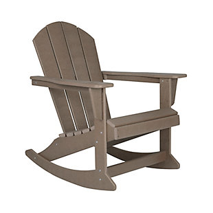 Venice Outdoor Adirondack Rocking Chair, Weathered Wood, large