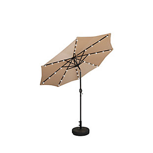 Westin Outdoor 9-Ft Market Led Light Up Solar Patio Umbrella with Bronze Finish Fillable Base, Beige, large