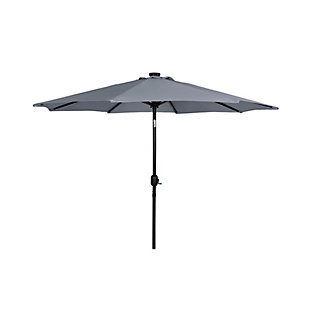 Henley 9' Outdoor Lighted Solar Powered Umbrella, Gray, large