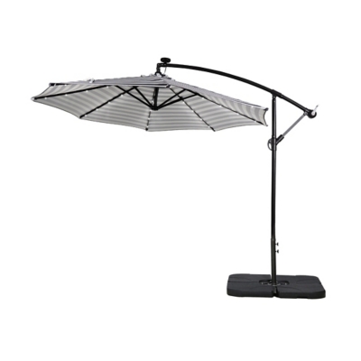 Westin Outdoor 10-Ft LED Solar Light Up Cantilever Patio Umbrella with Base  Weight Stand | Ashley