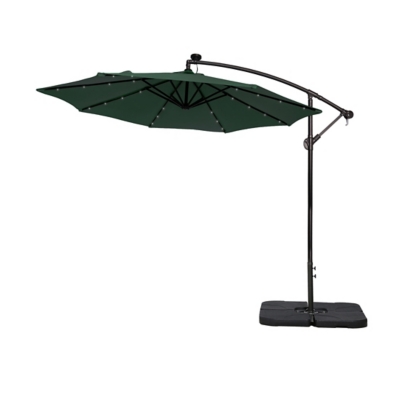 Westin Outdoor 10-Ft LED Solar Light Up Cantilever Patio Umbrella with Base Weight Stand, Dark Green, large