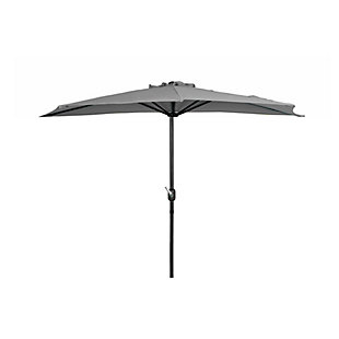Abbott 9' Outdoor Half Round Crank And Tilt Patio Umbrella, Gray, large