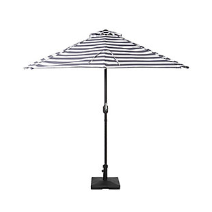 Abbott 9' Outdoor Half Round Crank And Tilt Patio Umbrella, Gray Stripe, rollover