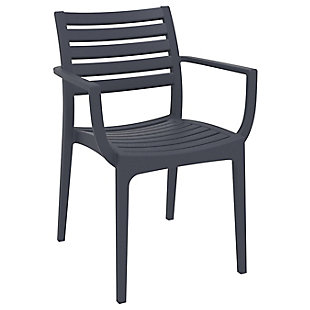 Siesta Outdoor Artemis Dining Arm Chair Dark Gray (Set of 2), Dark Gray, large