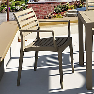 Siesta Outdoor Artemis Dining Arm Chair Taupe (Set of 2), Taupe, rollover