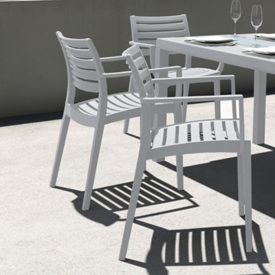 Siesta Outdoor Artemis Dining Arm Chair Silver Gray (Set of 2), Silver Gray, large