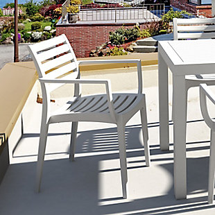 Siesta Outdoor Artemis Dining Arm Chair White (Set of 2), White, rollover