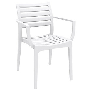 Siesta Outdoor Artemis Dining Arm Chair White (Set of 2), White, large