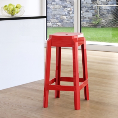 Siesta Outdoor Fox Counter Stool Glossy Red (Set of 2), Glossy Red, large