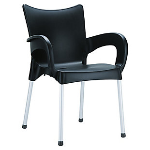 Siesta Outdoor Romeo Dining Arm Chair Black (Set of 2), Black, large