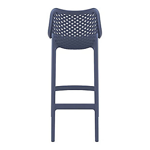 Modern design meets super functionality with the Air resin outdoor bar stool. This sleek indoor/outdoor chair, which is made from polypropylene resin with gas injection molded legs, is suitable for restaurants, cafes and hotels. Comes in a set of two.Set of 2 | Made from commercial-grade resin polypropylene | Dark gray | Resistant to sunlight, salt, weather and suntan oils | Easy to keep clean | Stackable for easy storage | Extremely durable; perfect for heavy use in any indoor or outdoor areas | Assembly required