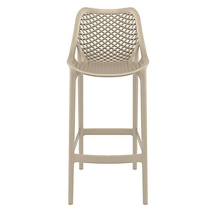Modern design meets super functionality with the Air resin outdoor bar stool. This sleek indoor/outdoor chair, which is made from polypropylene resin with gas injection molded legs, is suitable for restaurants, cafes and hotels. Comes in a set of two.Set of 2 | Made from commercial-grade resin polypropylene | Taupe | Resistant to sunlight, salt, weather and suntan oils | Easy to keep clean | Stackable for easy storage | Extremely durable; perfect for heavy use in any indoor or outdoor areas | Assembly required