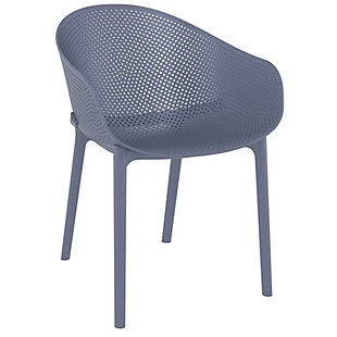 Siesta Outdoor Sky Dining Chair Dark Gray (Set of 2), Dark Gray, large