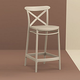 Siesta Outdoor Cross Counter Stool Taupe (Set of 2), Taupe, rollover