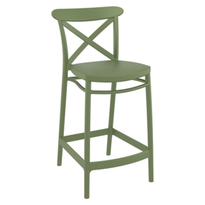 Siesta Outdoor Cross Counter Stool Olive Green (Set of 2), Olive Green, large