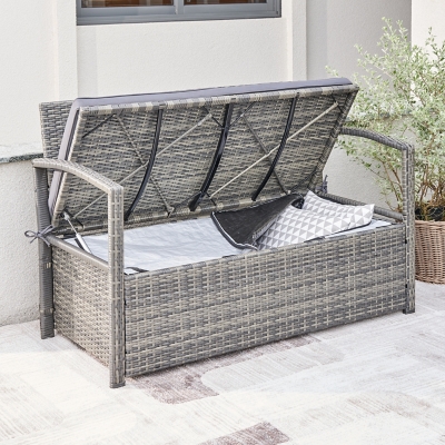 Rattan garden best sale storage bench seat