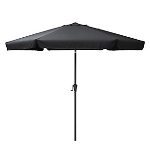 CorLiving 10' Outdoor Round Tilting Patio Umbrella, Black, large