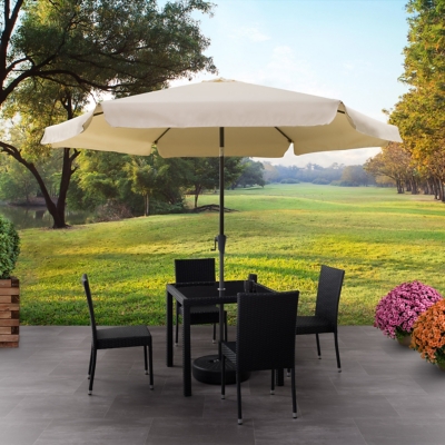 CorLiving 10' Outdoor Round Tilting Patio Umbrella, White, rollover