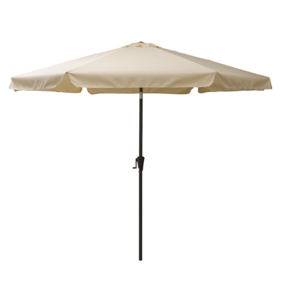 CorLiving 10' Outdoor Round Tilting Patio Umbrella, White, large