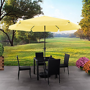 CorLiving 10' Outdoor Round Tilting Patio Umbrella, Yellow, rollover