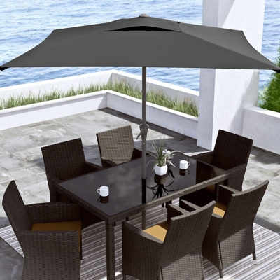 CorLiving 9' Outdoor Square Tilting Patio Umbrella, Black, rollover